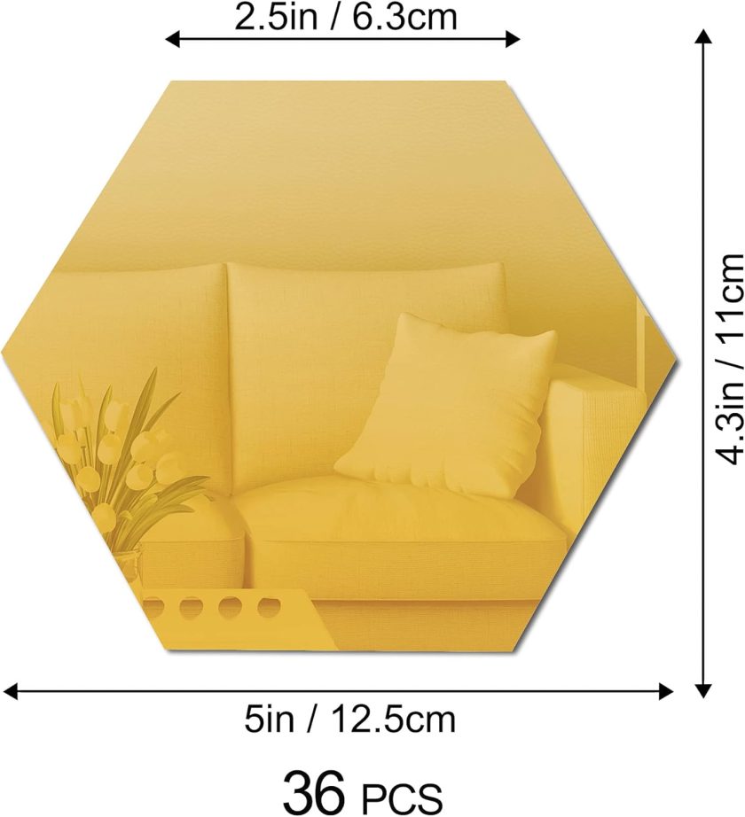 PCS Acrylic Mirror Wall Stickers Hexagon Mirror Wall Decals DIY Removable 3D Geometric Hexagon Mirror Art Setting Wall Decor for Bedroom Living Room Office Kitchen Home Decoration (Gold) - Image 2