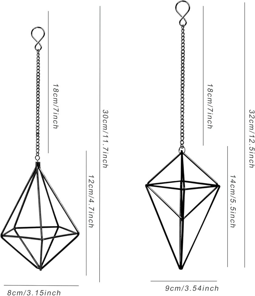 Hanging Air Plants Holders Black Airplants Plant Hanger Metal Geometric Inoor Planter Holder Air Ferns Display Rack with Chain 4Pcs … - Image 2