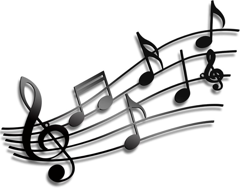 Musical Note Wall Art Theme Musical Note Decoration Vintage Hanging Metal Sign for Living Room, Bedroom