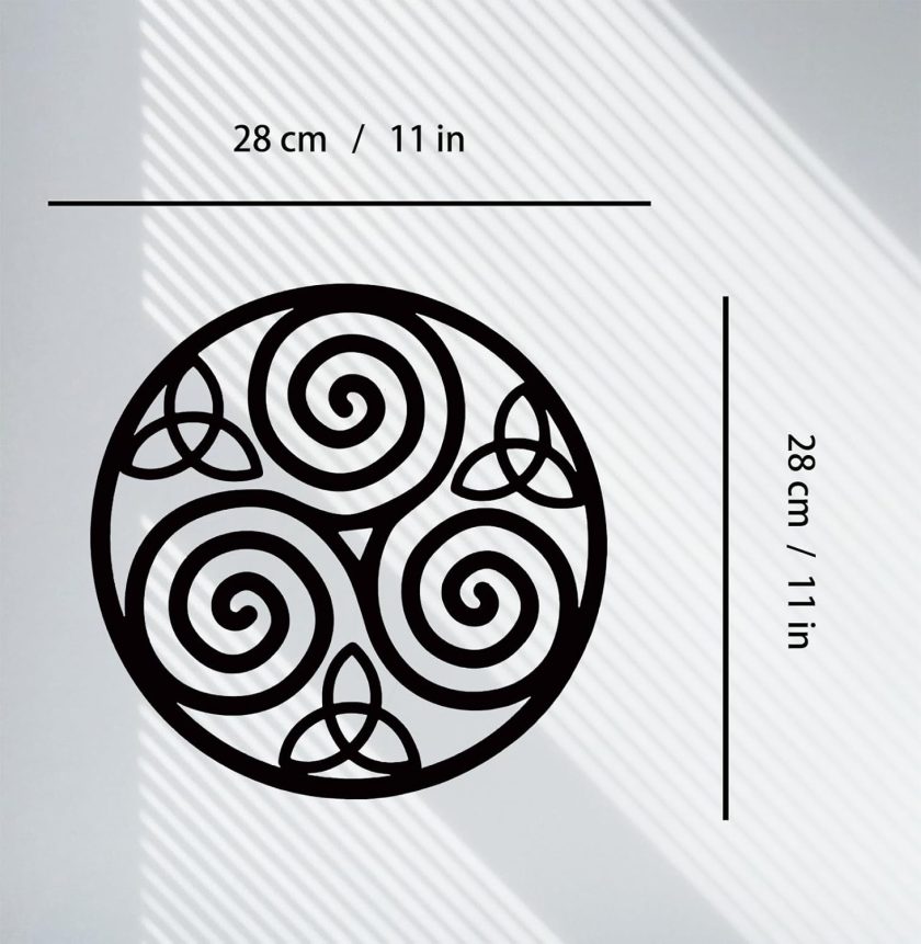Irish Metal Wall Decor Black Celtic Symbol Wall Art Triple Spiral Symbol Wall Hanging Home Decorations for Bathroom Kitchen Office Indoor Outdoor - Image 2