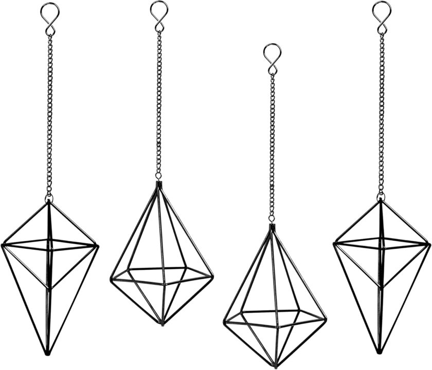 Hanging Air Plants Holders Black Airplants Plant Hanger Metal Geometric Inoor Planter Holder Air Ferns Display Rack with Chain 4Pcs …