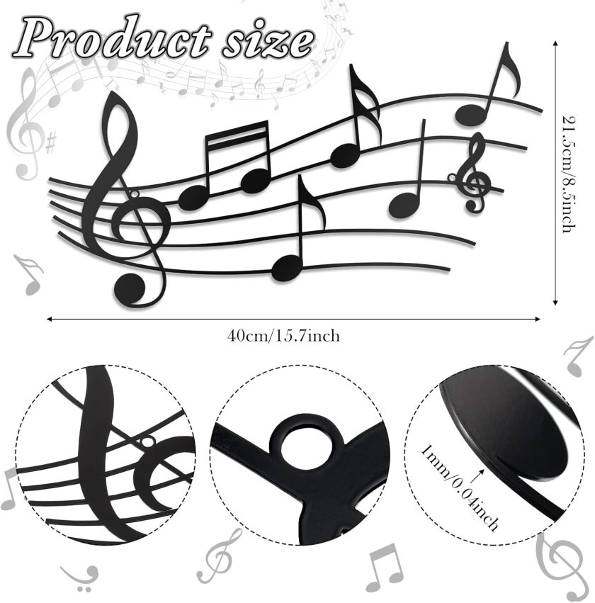 Musical Note Wall Art Theme Musical Note Decoration Vintage Hanging Metal Sign for Living Room, Bedroom - Image 2